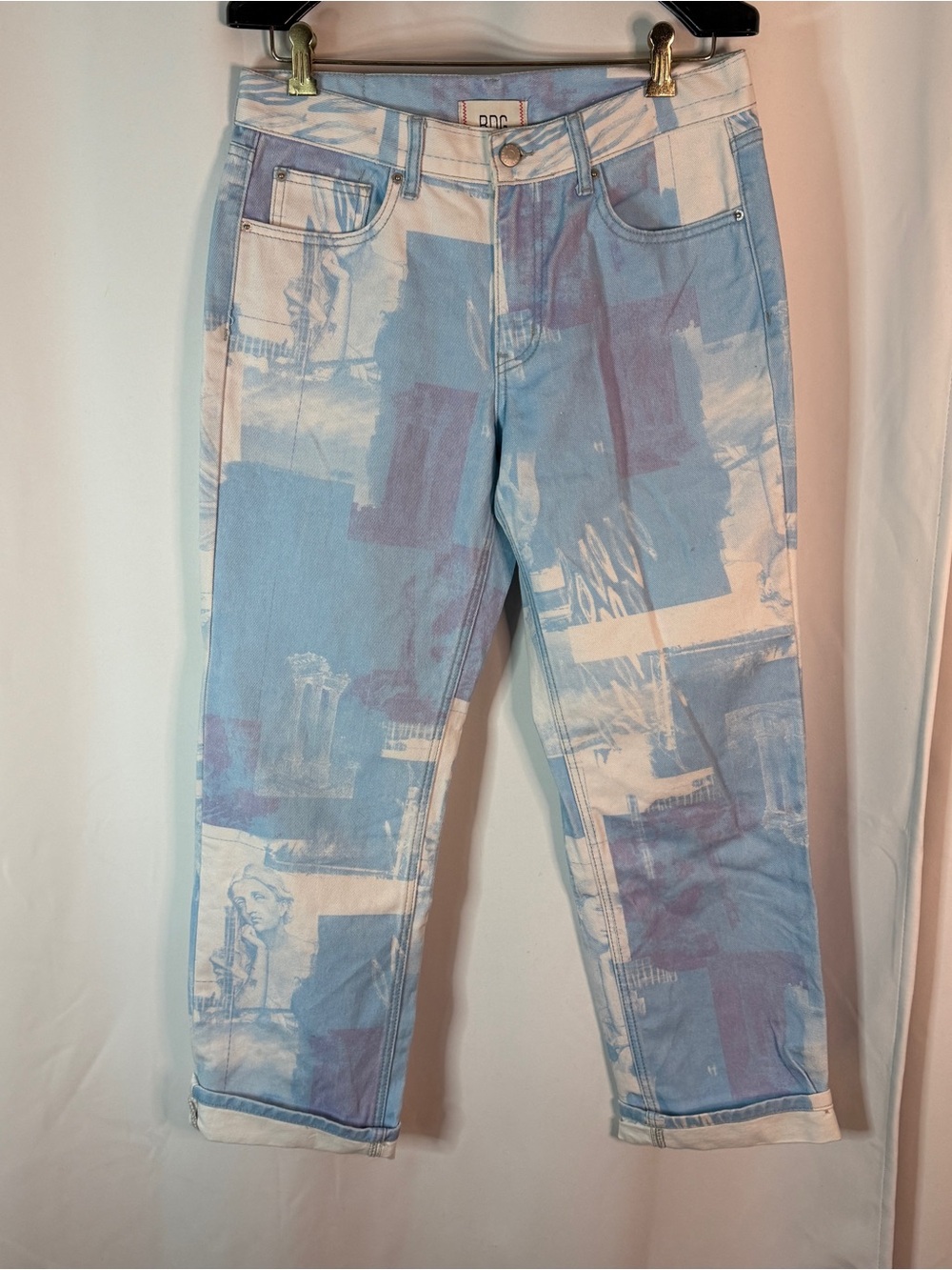 BDG Light Blue and White Cowgirl Graphic Jeans